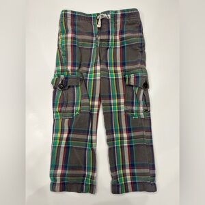 Mini Boden Boys 5Y Plaid Cargo Pants